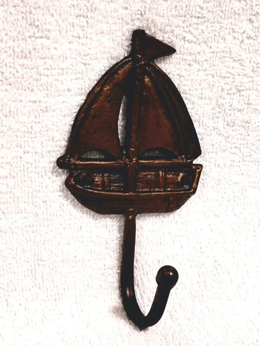 Cast Iron Heavy Bronze Nautical Sailboat Wall 6.5